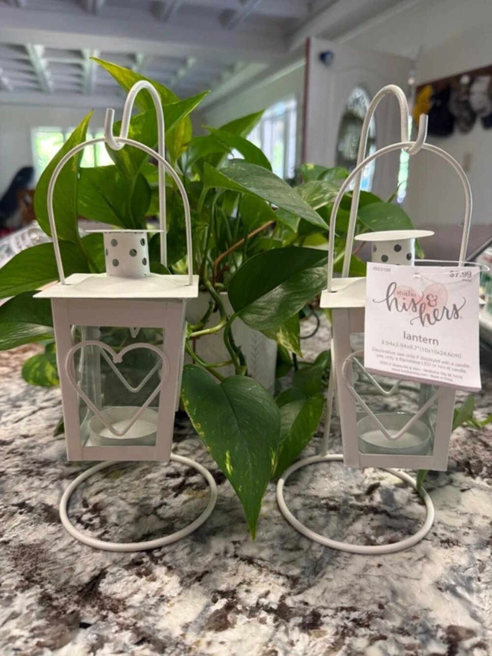 White Heart Metal Lantern (set of 2) Wedding Sweetheart
